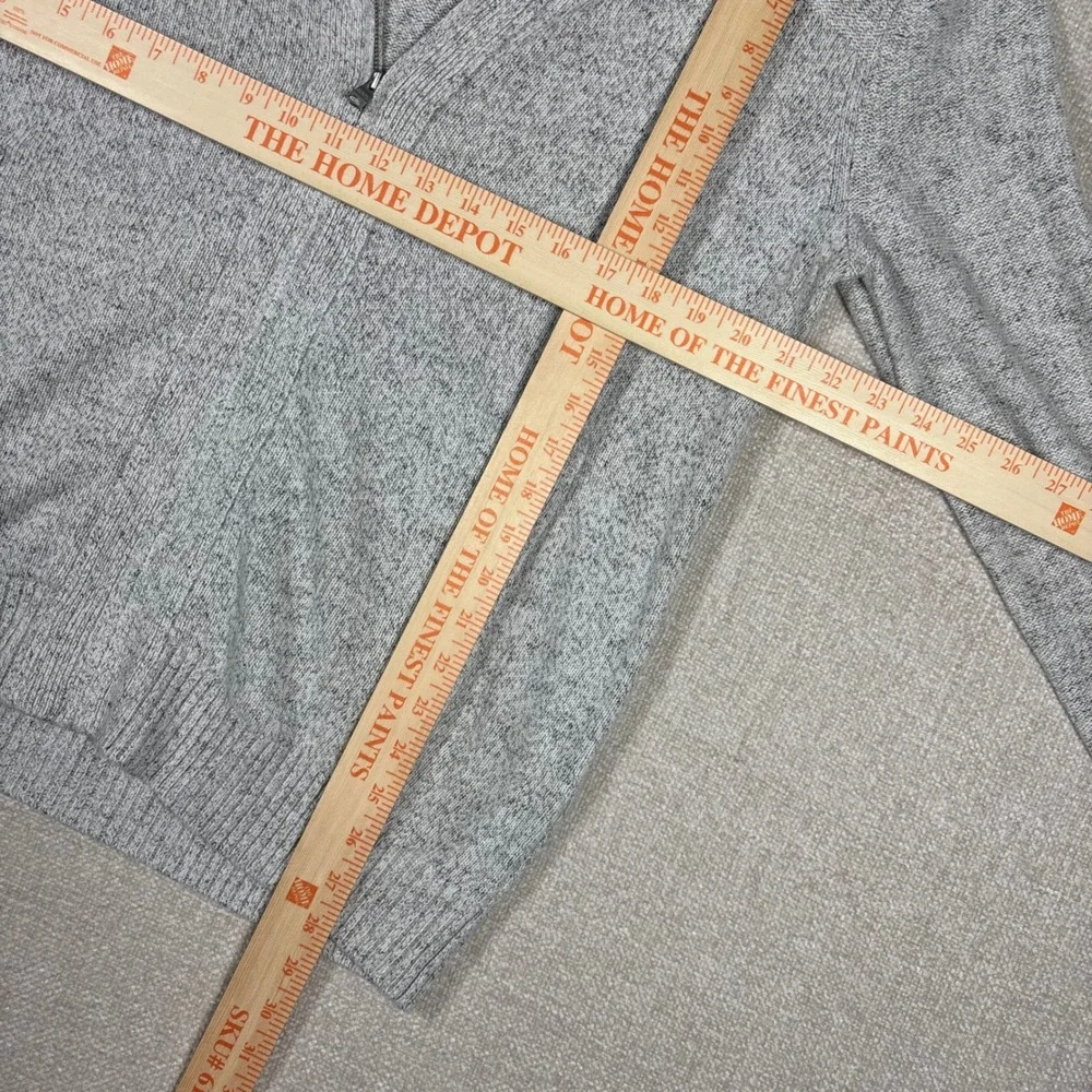 Banana Republic Mens Italian Yarn Wool Linen Full Zip Hooded Sweater Gray Large